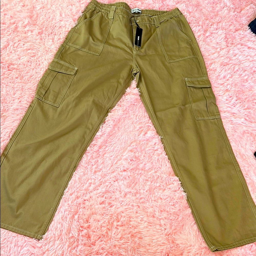 Fashion Nova Tan Cargo Pants with Relaxed Fit